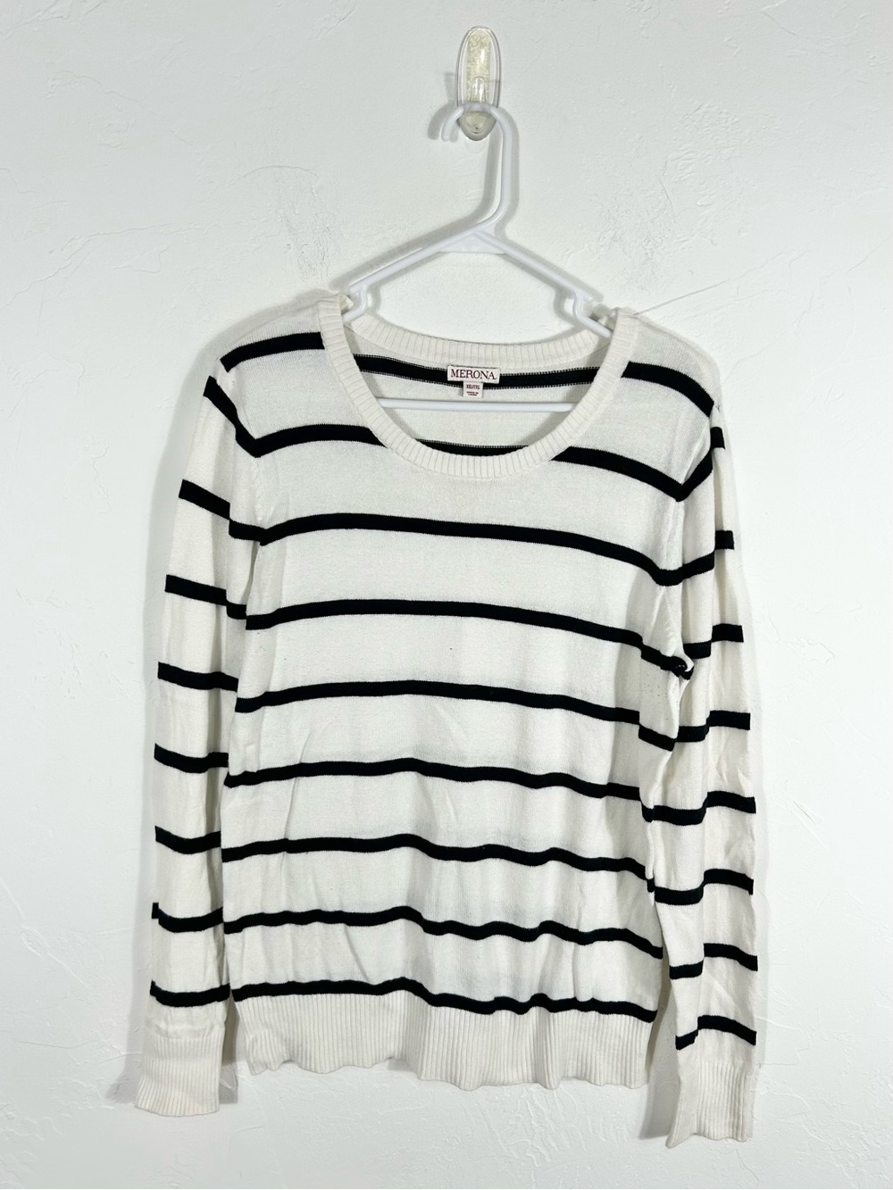 Merona Classic Horizontal Stripe Long Sleeve Knit Pullover Sweater XXL